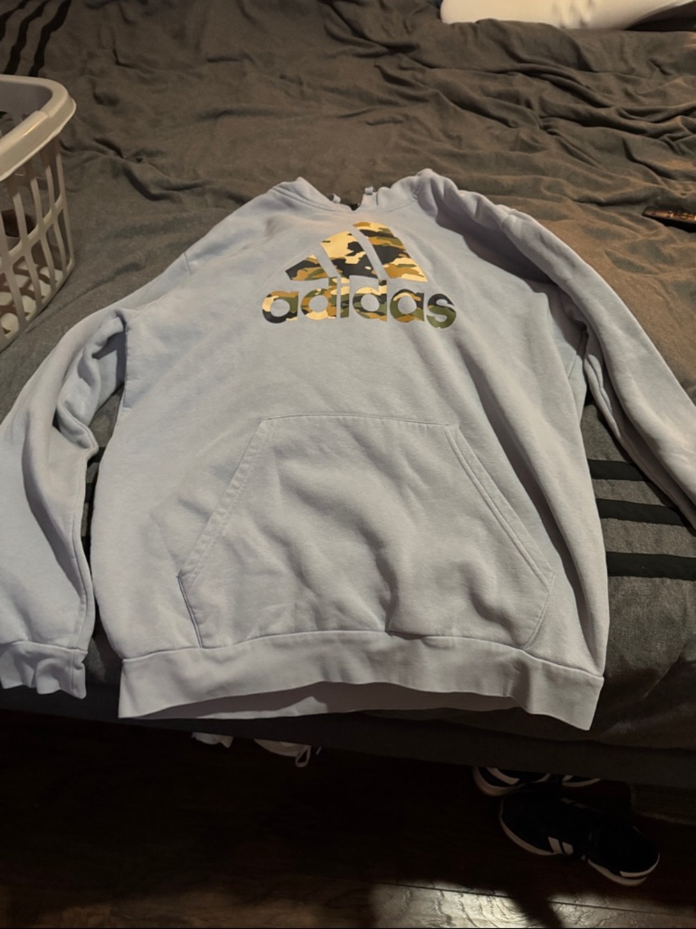 adidas Light Blue Crewneck Sweatshirt with Camo Logo